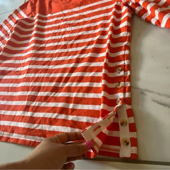 Maeve Orange and White Long Sleeve Tee - Picture 6 of 12